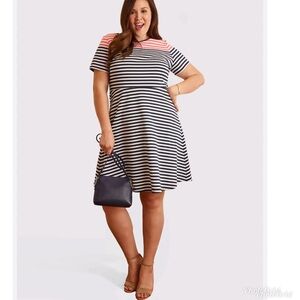 Draper James A-line fit and flare stripes knee length dress 1X